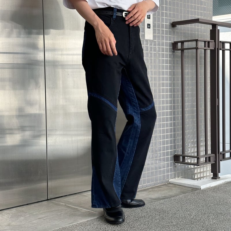 onomichi switching flare denim【black】 | precme