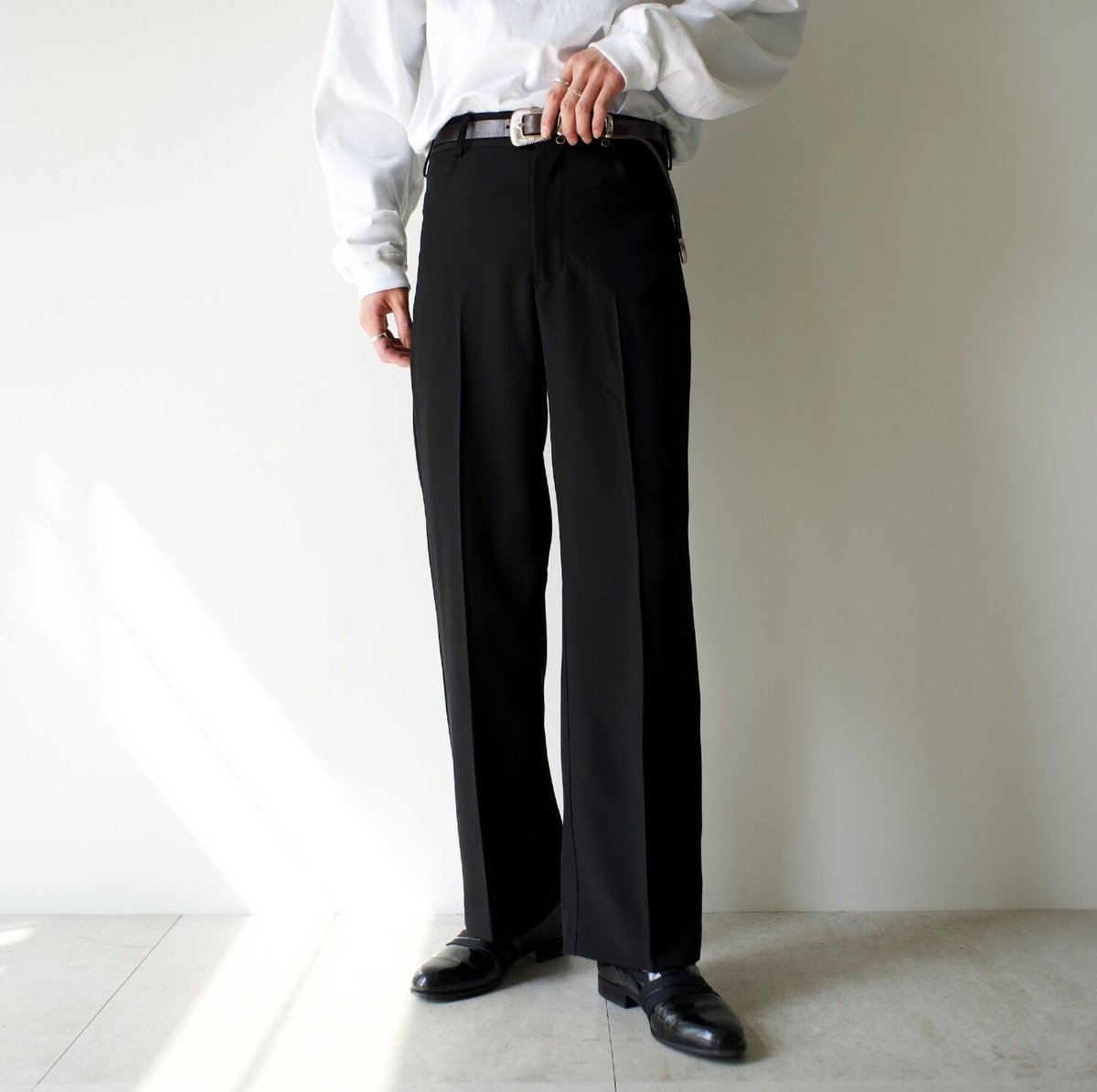 semi flare slacks 【black】 | precme.