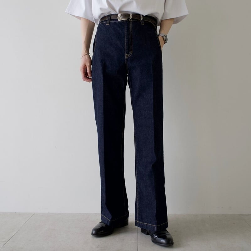 onomichi center crease flare denim【indigo blue】 