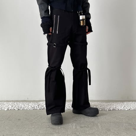 bondage design leather smoker pants【black】