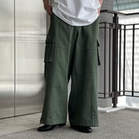 wide straight military pants【khaki】