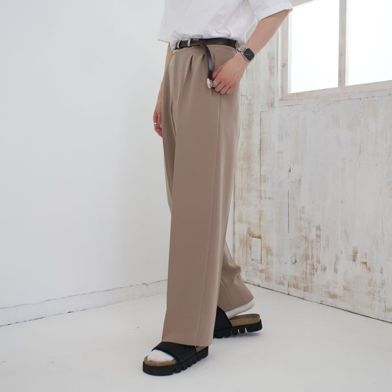 wide straight slacks(light brown) | precme.