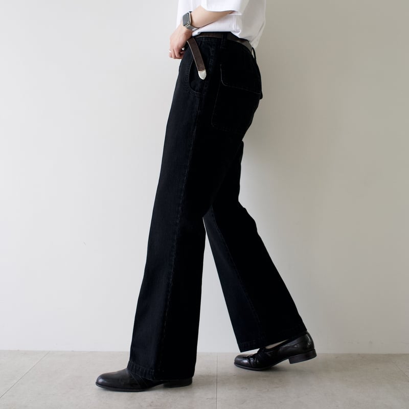 onomichi center crease flare denim【black】 | pre 