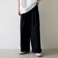 cotton twill wide straight pants【black】