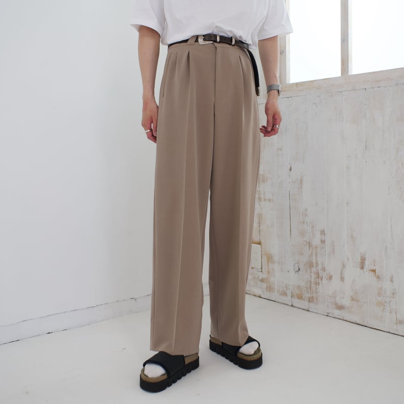 wide straight slacks(light brown) | precme.