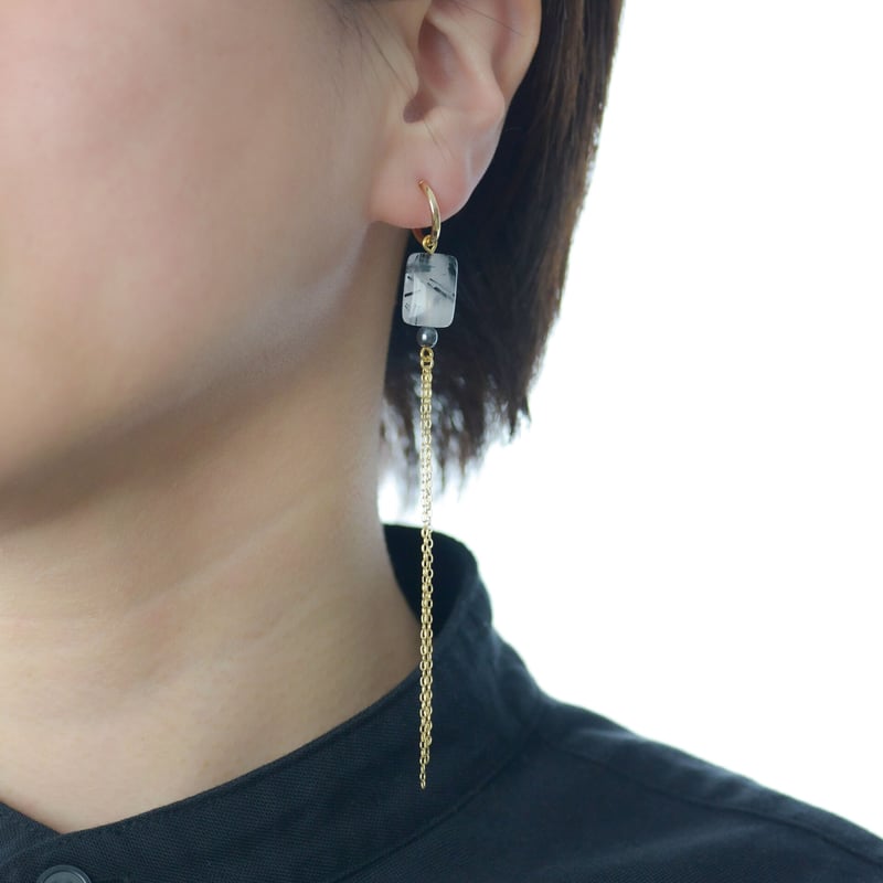 1095 マイナスイオン✨ ラフロック ブラックトルマリンピアス イヤリングも