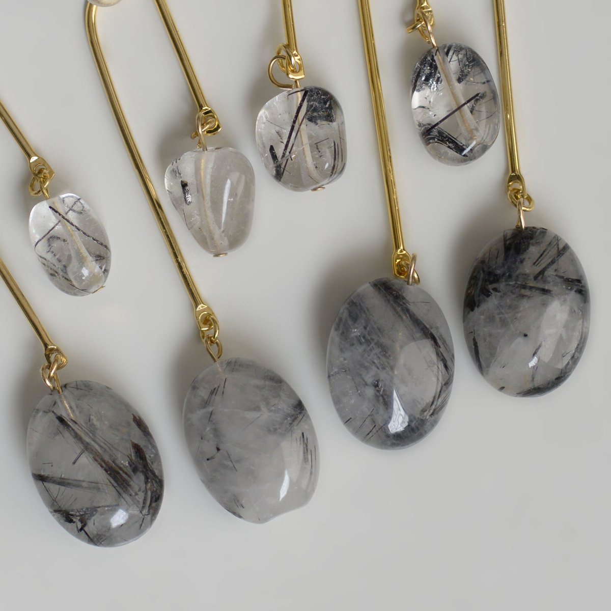 ブラックトルマリンクオーツ オルタネート イヤリング/ピアス【Nuit