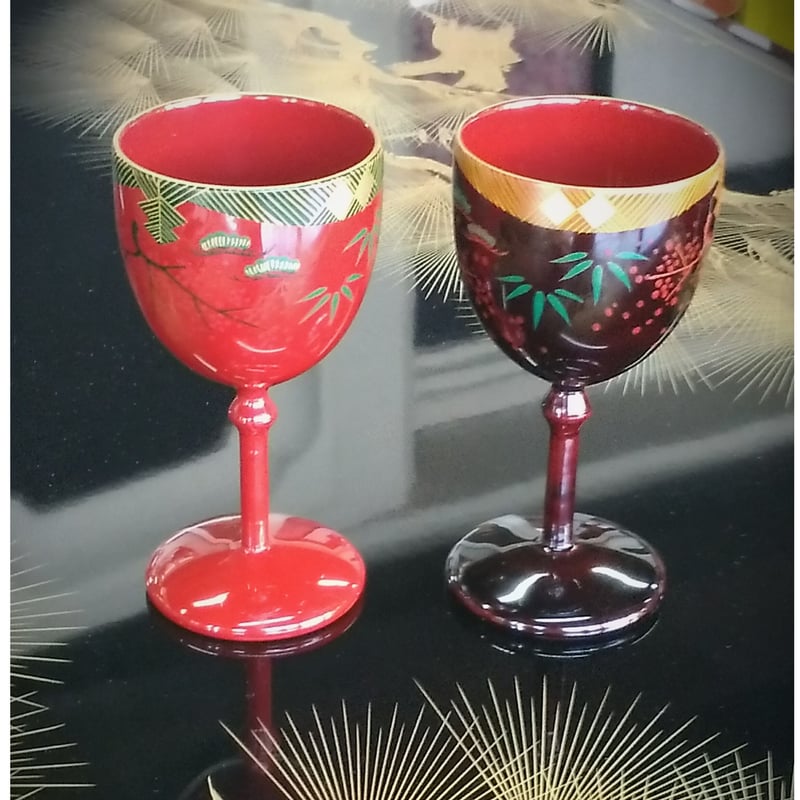 ワインカップ 会津絵 （1脚） | 【会津漆器・会津塗り専門店】会津名匠
