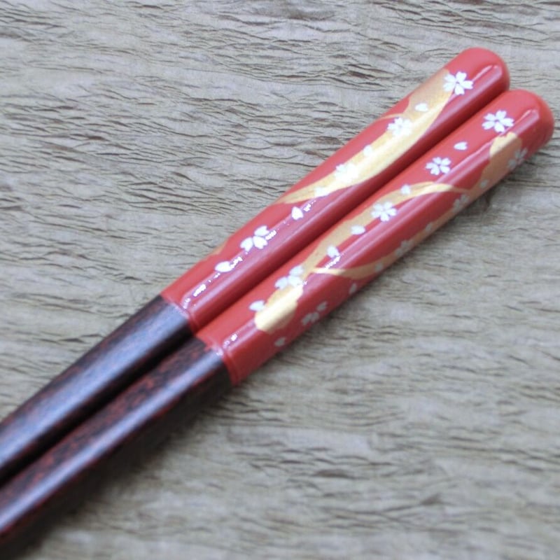 お箸・桜ロマン 朱 | 【会津漆器・会津塗り専門店】会津名匠華蔵｜公式