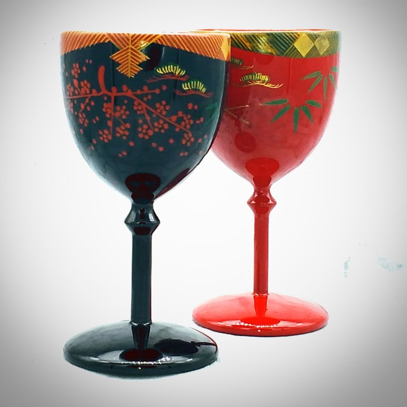 ワインカップ 会津絵 （1脚） | 【会津漆器・会津塗り専門店】会津名匠