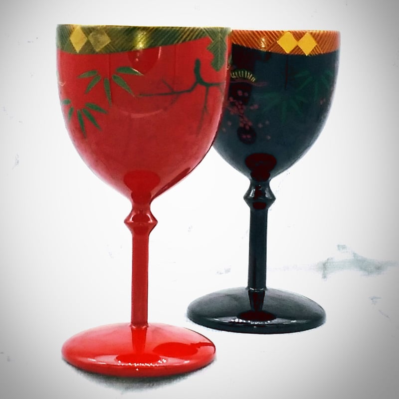 ワインカップ 会津絵 （1脚） | 【会津漆器・会津塗り専門店】会津名匠