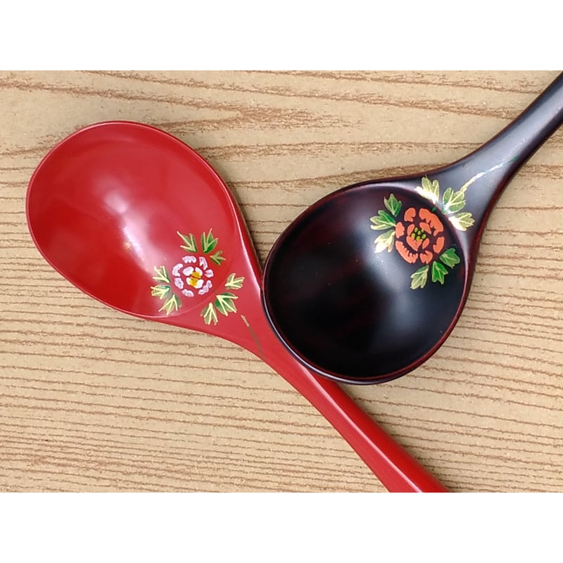 スープスプーン 牡丹(1本) | 【会津漆器・会津塗り専門店 スープスプーン 牡丹(1本) | 【会津漆器・会津塗り専門店