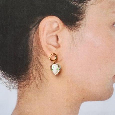 ガラスハートピアス（Green）