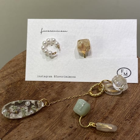 joie 3way カフ付き　 ビオラ 18Kメッキサージカルステンレスピアス