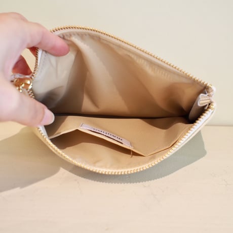 インド刺繍リボンのフラットポーチ(L)