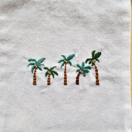 刺繍巾着（パームツリーライン）