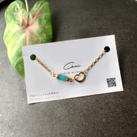 ブルージェイド（天然石）とハートチャームのブレスレット