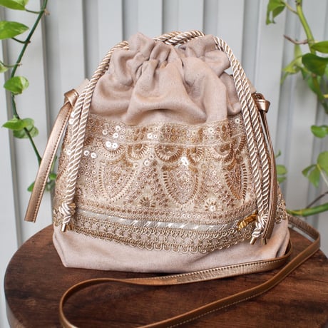 刺繍リボンの巾着Bag
