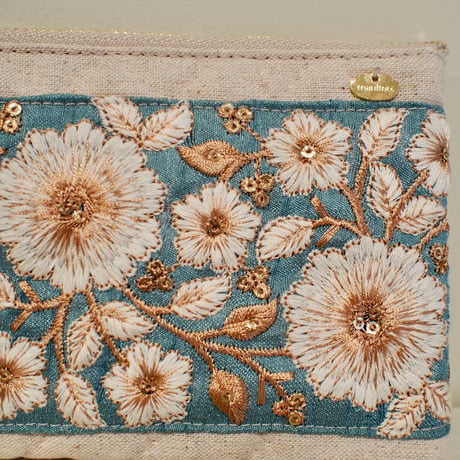 インド刺繍リボンのマルチポーチ(スリム)