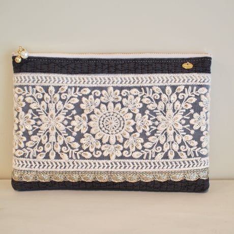 インド刺繍リボンのマルチポーチ(S)