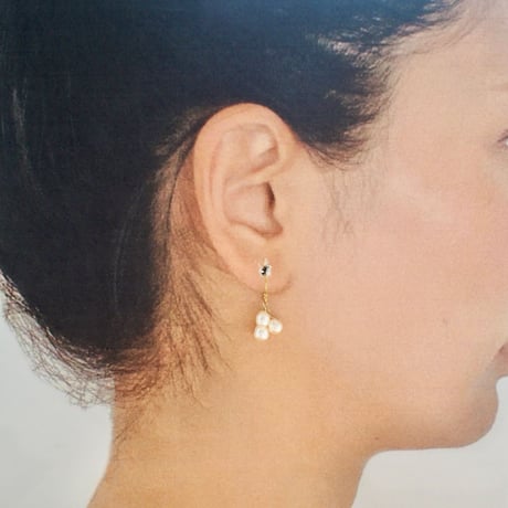 【プチシャラ】淡水パール（ホワイト）ピアス 14kgf