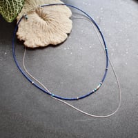 ラピスラズリ２連ネックレス(silver925チェーン40cm）