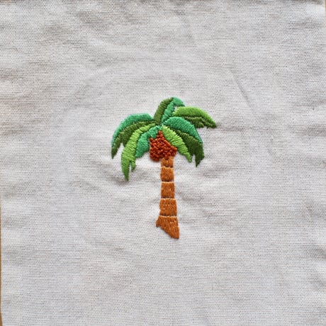 刺繍巾着（パームツリー）