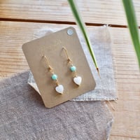 <ピアス部 サージカルステンレス>アマゾナイト × ハート ピアス