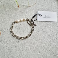 淡水パールのマンテルブレスレット　サージカルステンレス（シルバー）