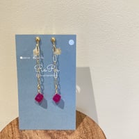 フィーシャピンクカルセドニー　イヤリング