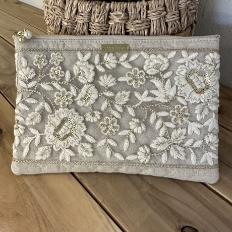 インド刺繍リボンのマルチポーチ（M）