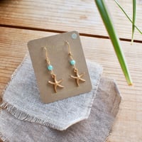 <ピアス部 サージカルステンレス>スターフィッシュ × アマゾナイト ピアス