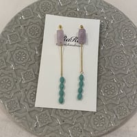 クンツァイトとアンティークビーズピアス
