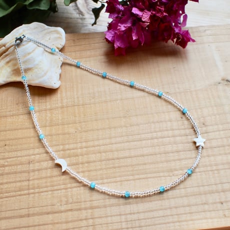 クリアビーズネックレス（夜空）