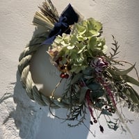 紫陽花のしめ縄リース(中)