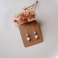 ＜ピアス部サージカルステンレス＞アマゾナイト×ハートピアス