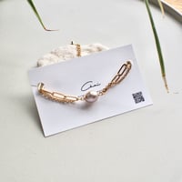 淡水パール　サージカルステンレス製ダブルチェーンブレスレット