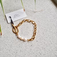 淡水パールのマンテルブレスレット　サージカルステンレス（ゴールド）