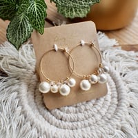 <14kゴールドフィルド>パール×フープピアス