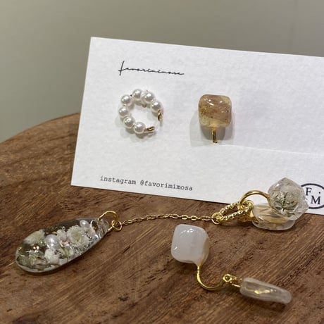 joie 3way カフ付き　 ビオラ 18Kメッキサージカルステンレスピアス