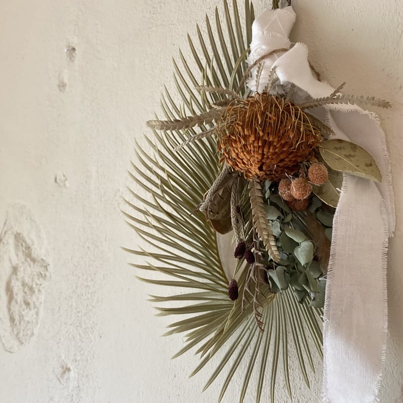 専用＊ソテツ＆ハナオクラ ドライフラワーリース ソテツリース（小