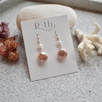 淡水パールコイン（ピンク）・小粒（ホワイト）ピアス 14kgf