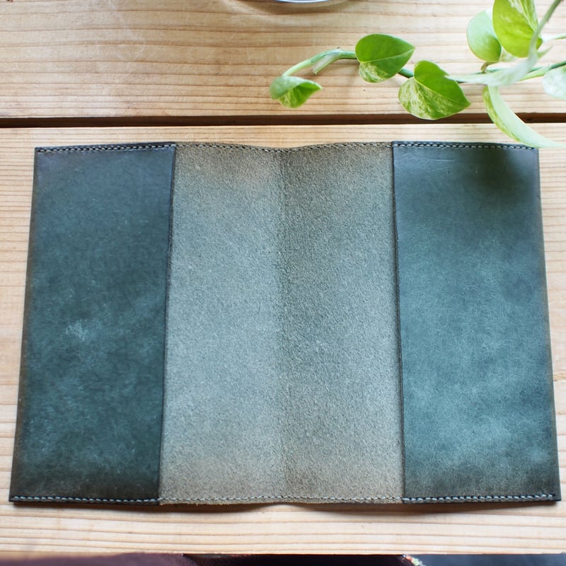 本革ブックカバー グリーン | Coral days