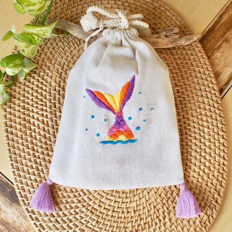 刺繍巾着（マーメイド）