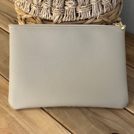 インド刺繍リボンのフラットポーチ（L）
