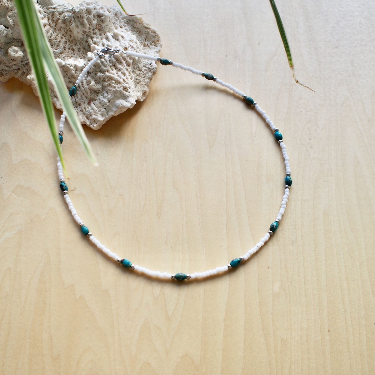 すだち様　　47cm アフリカンターコイズネックレス rondelturquoiznemoji.jpg
