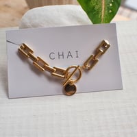 スクエアデザインチェーン　マンテルブレスレット（ゴールド）