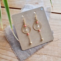 <ピアス部 サージカルステンレス>コーラル × ゴールド ピアス