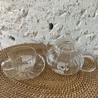 ガラスハイビスカス　teapot&カップ&ソーサー