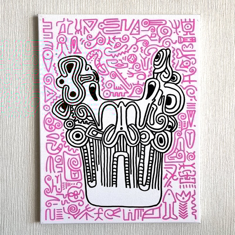 水煙渦巻文深鉢（キャンバス・アート） | 縄文ポップアートPLUS